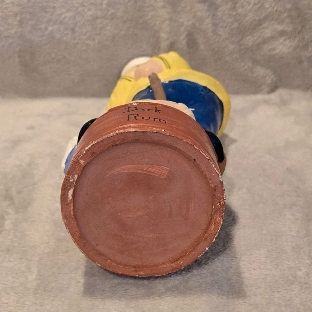 Vintage Ceramic Sailor Decanter Dark Rum Nautical Figurine Yellow Raincoat 12